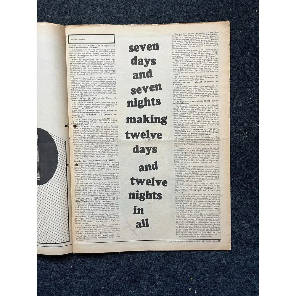 1969 Leftist Newspaper Vintage Ephemera Gifts, Vintage Zine, Good Times Decor,